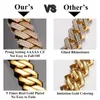 Luxury Iced Out 2 Rows CZ Diamond Cuban Link Chain 18k Gold Plated Brass Cadenas Heavy Fashion Hip Hop Jewelry Necklace For Men