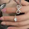 Cluster Rings BF CLUB 925 Sterling For Women Fashion Geometric Handmade Irregular Bow Ring Party Christmas Gift