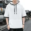 Sommer dünner Hoodie, Kurzarm-Herren-T-Shirt für Kapuze, halb Ärmeln, koreanische Version, trendige Teenager-Jungen, 5-Zoll-Hülle, Trendy Brand Instagram