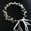 Coix de cheveux Bridal Hairband Imitated Pearl Headress Fleur Couronne de fleur Bride Garland Head Hoop Wedding Bandbands Femmes Bijoux