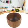Bowls 1pc Salad Bowl Wooden Whole Wood Pure Hand Grinding Mellow Smooth Anti-fall Home Kitchen Tool Accessories High Quality