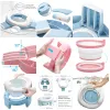 Potties tyry.hu panela de bebê silicone portátil Potty Training Seat 3 em 1 viagem banheiro assento dobrável azul infantil potty com sacos