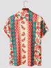 Herren Hawaiian Hemd Helles Blumenmuster kurzärmeleitender Sommer Casual Beachwear 240426
