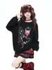 Women's Hoodies Dophee Original Dark 2-D Subculturele Gothic O-Neck Pullover Top Losse studenten lange mouwen Sweatshirt Y2K herfst Casual