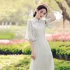 Этническая одежда в китайском стиле лето улучшенное платье Cheongsam Леди Элегантная повседневная ежедневная вышивка Qipao Hanfu