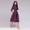 Casual Dresses Elegant Dot Print Vintage Vestiodos Retro Three Quarter Sleeve Autumn Spring Dress Red Women A-Line Date Party Party