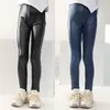 Trousers Girls Legs in Spring and Summer Thin Childrens Slim Fit Imitation Leather Pants Baby Elastic Pants 3-12 Years OldL2404