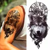 Tattoo Transfer 100 Piece Wholesales Waterproof Temporary Tattoo Sticker Wolf Tiger Fox Skull Snake Flower Body Arm Henna Fake Sleeves Man Women 240426