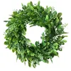 Flores decorativas Ornamento artificial Ornamento Simulação Greante de grinalda Decoração de eucalipto verde pequeno plástico