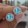 Stud schattig vrouwelijk kristal kleine ronde oorbellen klassieke zilveren kleur bruiloft sieraden charme paarse zirkoon stud oorbellen voor vrouwen D240426