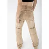 Damesjeans vintage kaki overall mode broek hiphop hoge taille wijd been baggy casual lading rechte broek streetwear