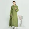 Ethnic Clothing 2PCS Sets Modest Abaya Dress Spring Linen Cardigan And Inner Robe Muslim Islamic Casual Costumes Dubai Party Vestiods Gown