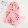 Shawls Fashion Floral Embroidery Chiffon Scarf Women Muslim Hijab Headscarf Soft Wraps Headband Summer Thin Sunscreen Shawls180*75cm d240426