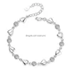 Ketting 925 Sterling Sier Bracelet Sieraden Hoogwaardige Retro hartvormige bruiloft Kubieke Zirkonia Lengte 20 cm Q240401 Drop Delivery Dhlym