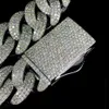 Niestandardowy ogromny hip hop biżuteria 25 mm 925 Silver Moissanite Miami Cuban Link Sain