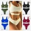 New Style Swimsuit Solid Color Nylon Sexy Hollow Split Swimsuit for Women's Swimwear