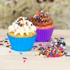 Formar 12/24 Pack Silicone Baking Cups Återanvändbara Muffin Liners NONSTICK CUP CAKE MOLDS SET CUPCAKE JULFRÅGA (Color Random)