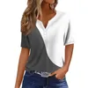 Women's T Shirts Daily Weekend Fashion Basic V- Neck Regular Sleeve Decorative Top Shirt Tee Print Button Short T-Shirt