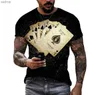 T-shirts masculins à jouer à la carte 3D Impression d'été T-shirt personnalisé Hip Hop Trend Grande manche courte Sports de mode décontractés topxw
