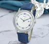 Unisex Womens Mens Day Date Quartz Watches 40 мм три Stiches Chain Bracelet Cow Кожаный ремешок время часы бабочки