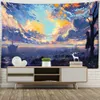 Wandteppiche Cartoon Girl Landschaft Wandteppich Wand Hanging Boho bunte Kawaii Ölmalerei Kunstraum Schlafsaal Dekor Hintergrund