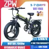 Bicycle ZPW H20PRO Adultos Ebike 1000W 48V 20AH MOOTING MOOTING MONTAY MONTAY MONTAY MOOTING MOTTROCYCLES 20 polegadas Bicicleta elétrica de pneu gordo