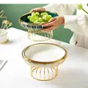 Assiettes Golden Bracket Ceramic Fruit Bowl Plats Snack Snack Plat Quality Trays Serving Platep Plate TEA TEA SAUCER Cake Stand