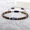 Kralen Evil Eye Bracelet 4mm Natural Black Matte Lava Stone kralen Handweven voor Mens Yoga Spirituele verstelbare sieraden
