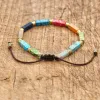 Fios 4*13 mm de pedra natural sete pulseiras de chakra string string fita pulseira amizade de amantes de casais embrulhar jóias