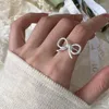 Cluster Rings BF CLUB 925 Sterling For Women Fashion Geometric Handmade Irregular Bow Ring Party Christmas Gift