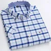 Chemises décontractées pour hommes manches courtes en été plus taille 7xl plaid oxford mode lâche bandes verticales standard-ats coton doux coton