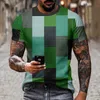 T-shirts masculins T-shirt à carreaux 3D T-shirt Summer Casual Mens Fashion Fashion Loose Murffon Top J240426