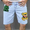 Men's Jeans Summer mens fashionable and personalized embroidered denim shorts mens slim fit five point pants high-quality casual beach jeans and shortsL244