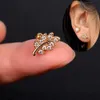 Étalon 1pc fleur feuille tragus helix percing étalons boucles d'oreilles femmes mini cristal cz en acier inoxydable