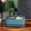 Bento Boxes Silicone Lunch Box Hållbar behållare med 3 komponenter Stapelbar matlagringslock för snacks och frukt Q240427