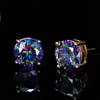 Stud Red Green Crystal Round Stone Stud Earrings For Women Men Wedding Jewelry Mystic Rainbow Fire Blue Green Zircon Double Earrings d240426