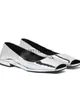 Casual Shoes Silvery And Black Color Patent Leather Peep Toe Women Pumps Chunky Low Heels Slip On Design Large Size Leisure