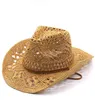 Chapeau de paille Papier fait à la main Men d'été femme Cowboy Cowboy Cowboy Cowboy Cowgirl Hollow Out Sun Beach Cap6042765