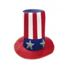 Bérets Independence Day Hat Cotton Blue High Backet Cap Star Imprimez Fedoras Holiday Party Cosplay Costume Performance Festival