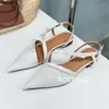 Casual Shoes Pointed Patent Leather Sandals Flat Sole Solid Color Bow Design Ankle Strap Sandalias Spring Autumn Daily Dress Versatile