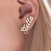 Nom personnalisé boucles d'oreilles personnalisées Studs délicats boucles d'oreilles en acier inoxydable Nom des boucles d'oreilles bijoux pour cadeau de la fête des mères 240418