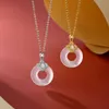 Ping An Buckle Silver Necklace Womens Hot selling Jewelry Hotan Jade Pendant Colorless Advanced Fine Collar Chain