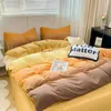 Set di biancheria da letto da 4 pezzi set gemello doppio king arancione grigio grigio grigio minimalista arte consolatore morbido coperchio foglio letto leggero cuscino