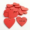 Feestdecoratie 10 stks rode houten hartchips tags voor valentijnsdag cadeauverpakking vorm hout hanger diy ambachten benodigdheden