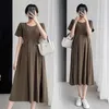 Robes de maternité Fashion coréenne Summer enceinte femme robe O-cou o-gard