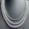 Пользовательские ювелирные изделия 2 мм 6,5 мм D Цвет Moissanite Gemstone Ожерелье S925 Серебряное серебряное теннисное цепь
