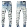 2023 Designer jeans heren denim borduurbroek mode gaten broek te us maat 28-40 hiphop verontrustende ritssluiting voor mannelijke Jean