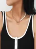 Anhänger Halskette Tarcliy Trendy Halb Figaro Linkkette Perle Halskette Asymmetrische Toggle Clasp Vintage Geometrische Frauen JewE4724482