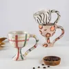 Mugs INS Niche Decorative High Legged Glass Hand Painted Ceramic Wine Held Couple Snack Cup Retro Dessert Ice Cream