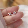 Stud 925 Silver Needle Shiny Zircon Butterfly Earring Sweet Student Jewelry Accessories French Simple Crystal Bud Stud Earrings d240426